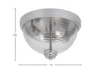 Flush Mounts Two Light Flush Mount in Brushed Nickel with Clear Ribbed Shade