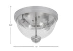Flush Mounts Two Light Flush Mount in Brushed Nickel with Ribbed Clear Bubble Shade