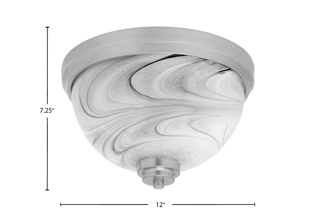 Flush Mounts Two Light Flush Mount in Brushed Nickel with Onyx Swirl Shade