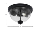 Flush Mounts Two Light Flush Mount in Matte Black with Clear Bubble Shade