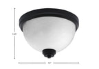 Flush Mounts Two Light Flush Mount in Matte Black with White Marble Shade