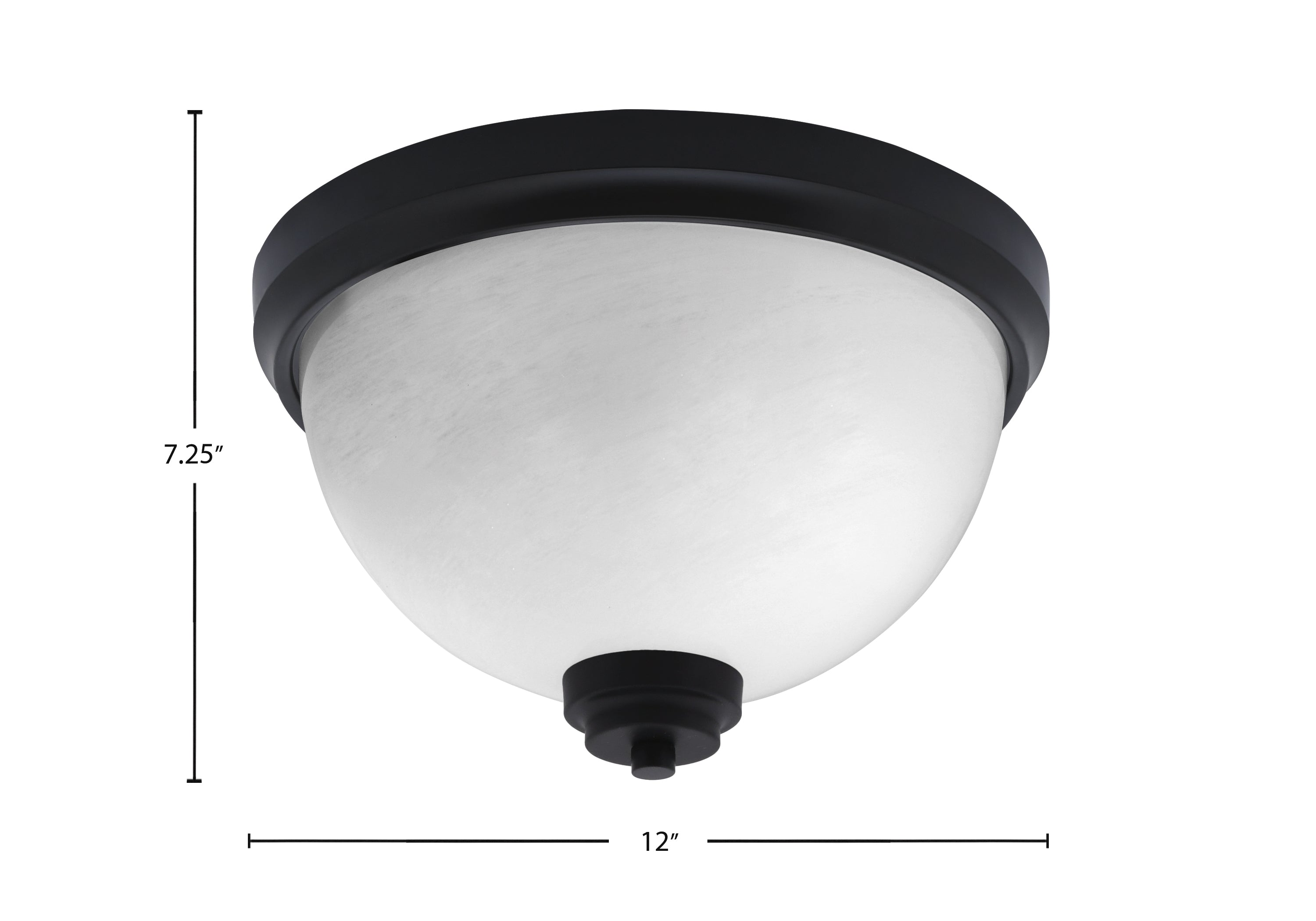 Flush Mounts Two Light Flush Mount in Matte Black with White Marble Shade