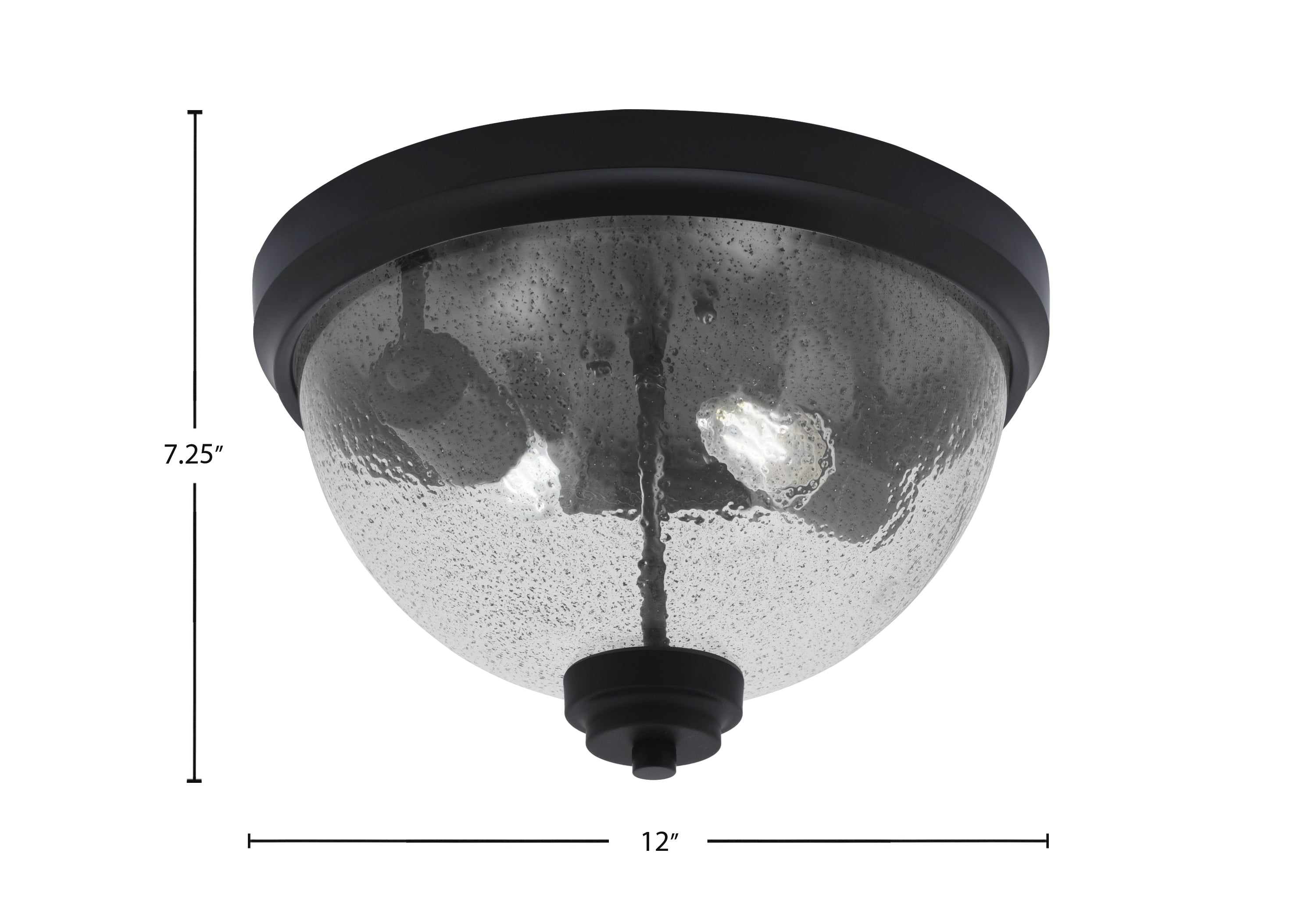 Flush Mounts Two Light Flush Mount in Matte Black with Smoke Bubble Shade