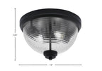 Flush Mounts Two Light Flush Mount in Matte Black with Clear Ribbed Shade