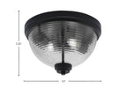 Flush Mounts Two Light Flush Mount in Matte Black with Smoke Ribbed Shade