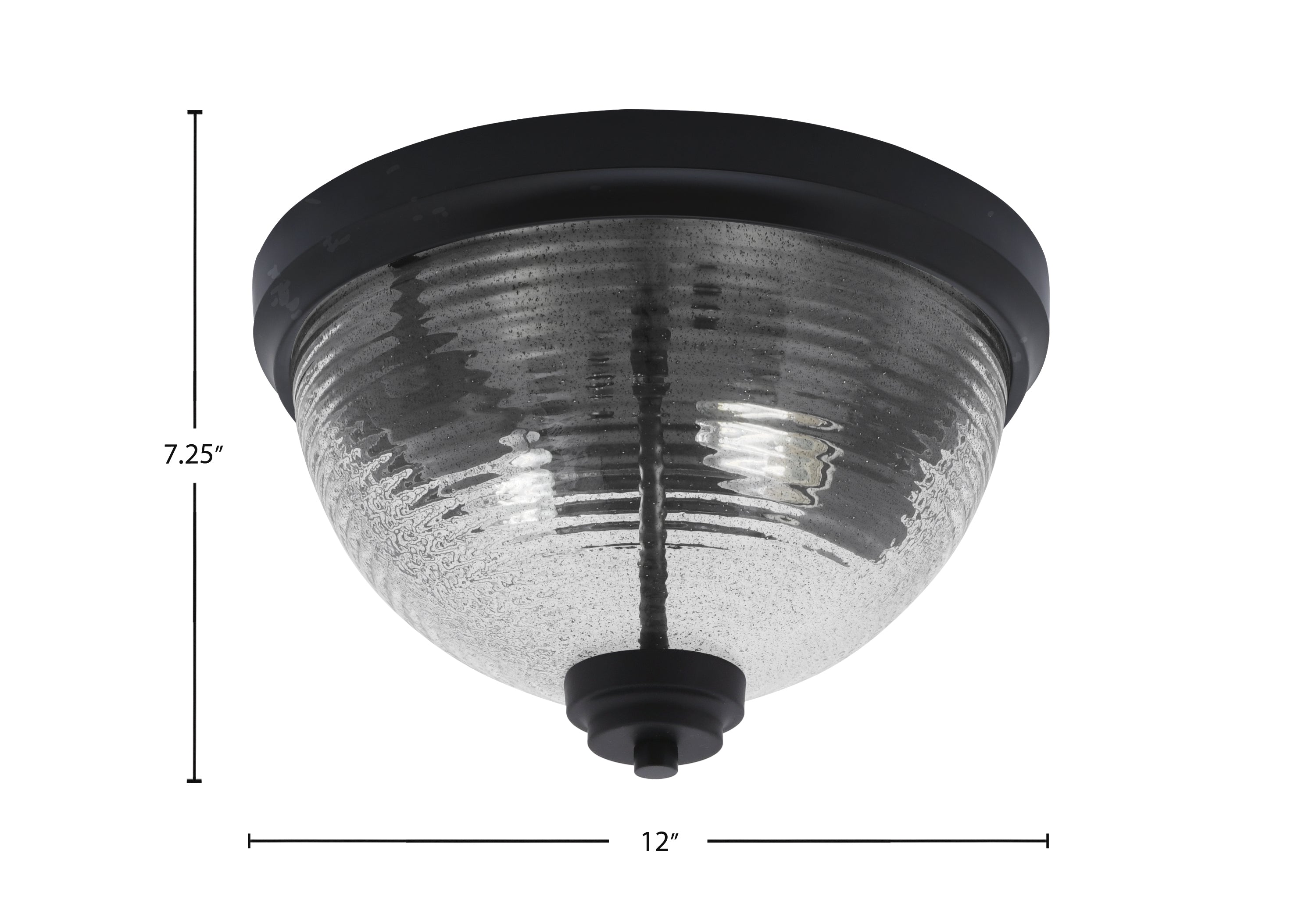 Flush Mounts Two Light Flush Mount in Matte Black with Smoke Ribbed Shade