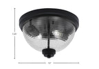 Flush Mounts Two Light Flush Mount in Matte Black with Ribbed Clear Bubble Shade