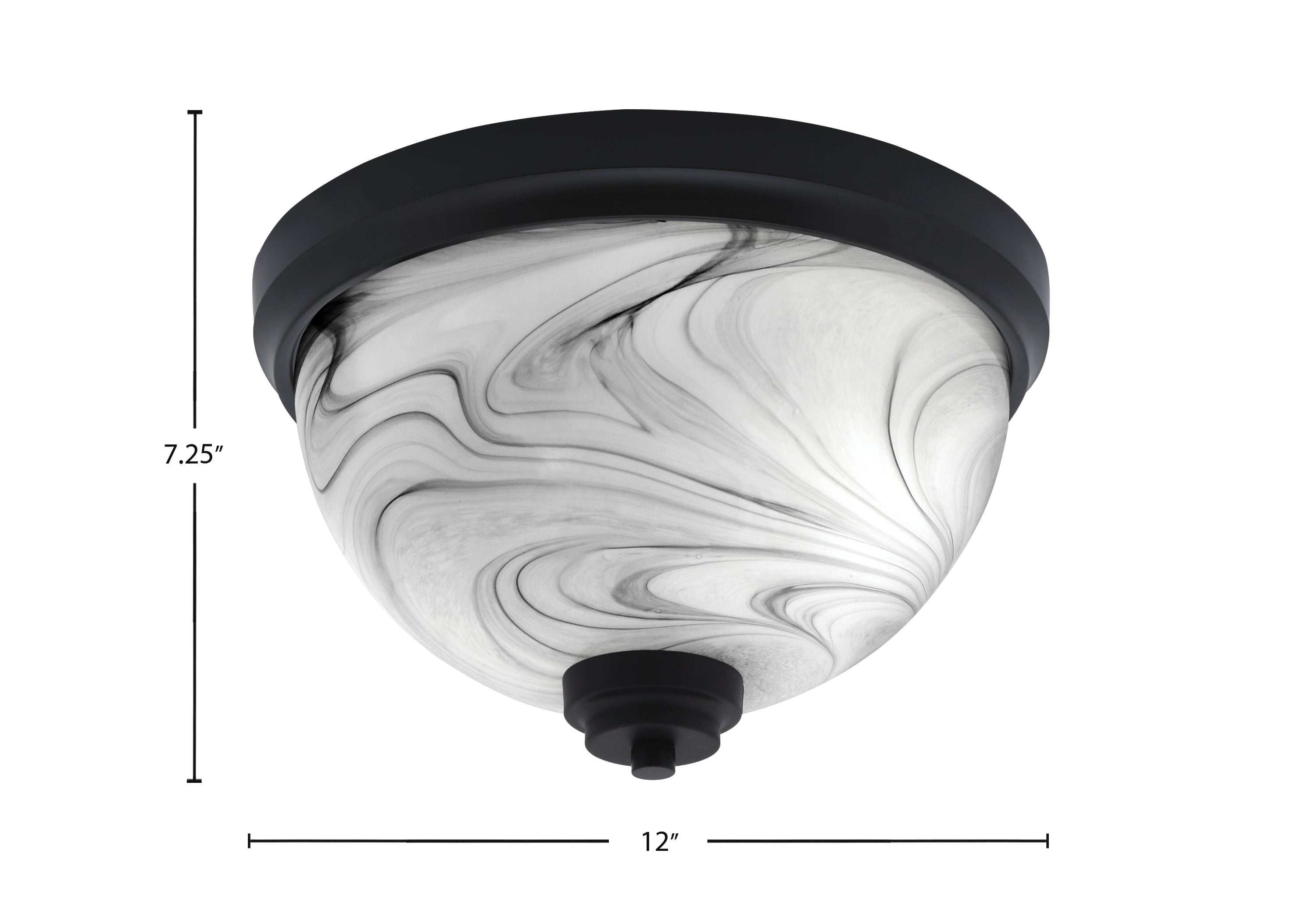 Flush Mounts Two Light Flush Mount in Matte Black with Onyx Swirl Shade
