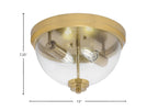 Flush Mounts Two Light Flush Mount in New Age Brass with Clear Bubble Shade