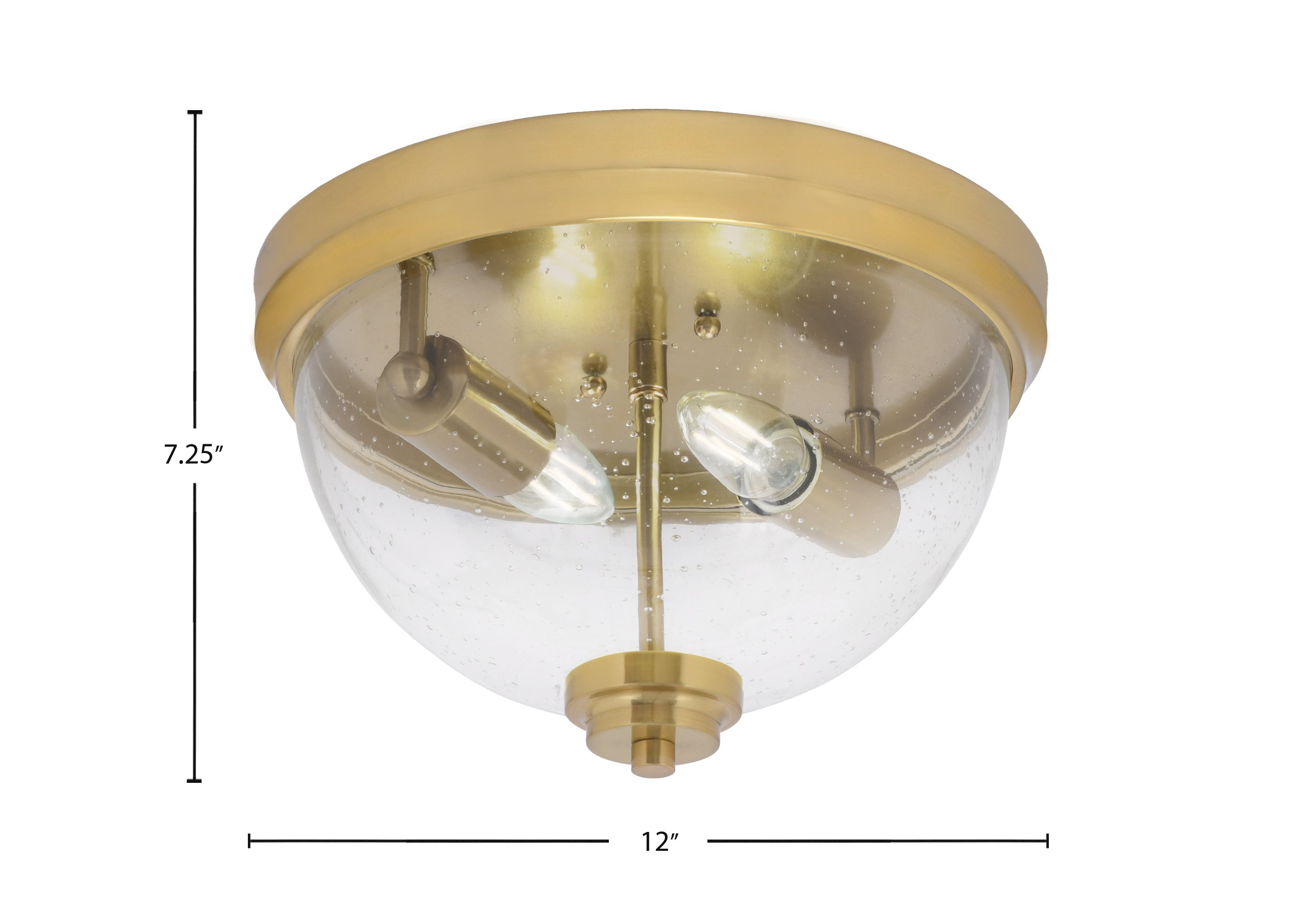 Flush Mounts Two Light Flush Mount in New Age Brass with Clear Bubble Shade