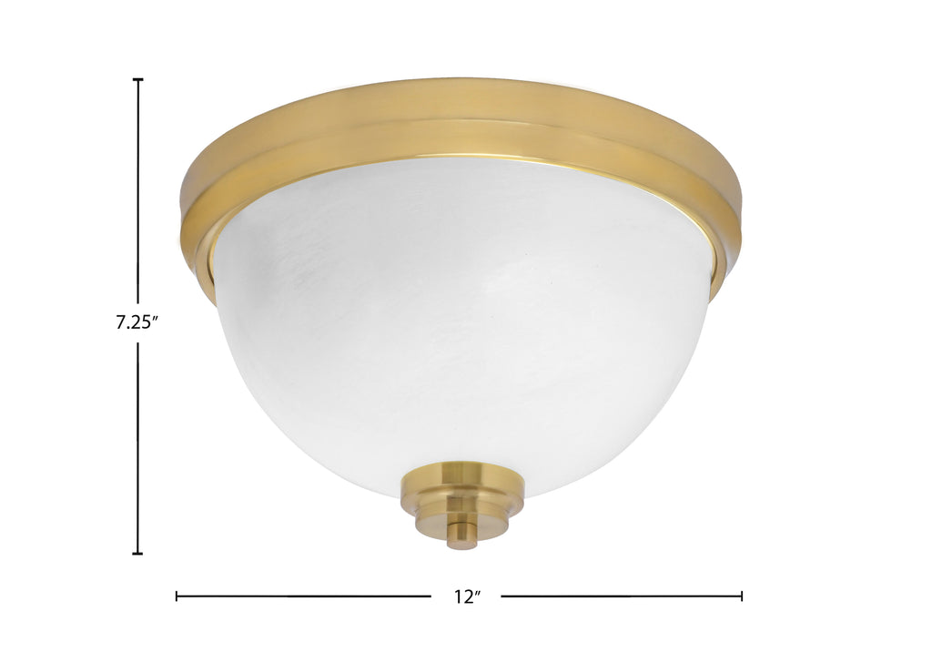 Flush Mounts Two Light Flush Mount in New Age Brass with White Marble Shade