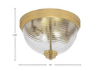 Flush Mounts Two Light Flush Mount in New Age Brass with Clear Ribbed Shade