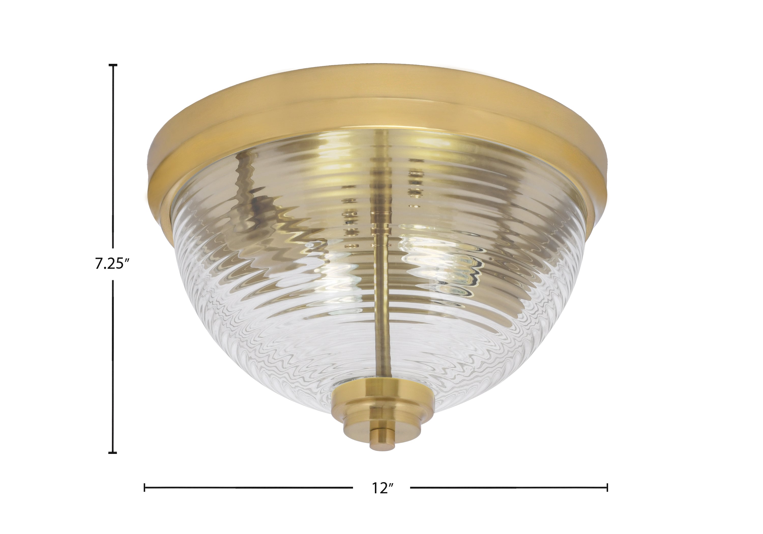 Flush Mounts Two Light Flush Mount in New Age Brass with Clear Ribbed Shade