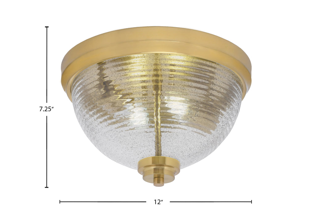 Flush Mounts Two Light Flush Mount in New Age Brass with Smoke Ribbed Shade