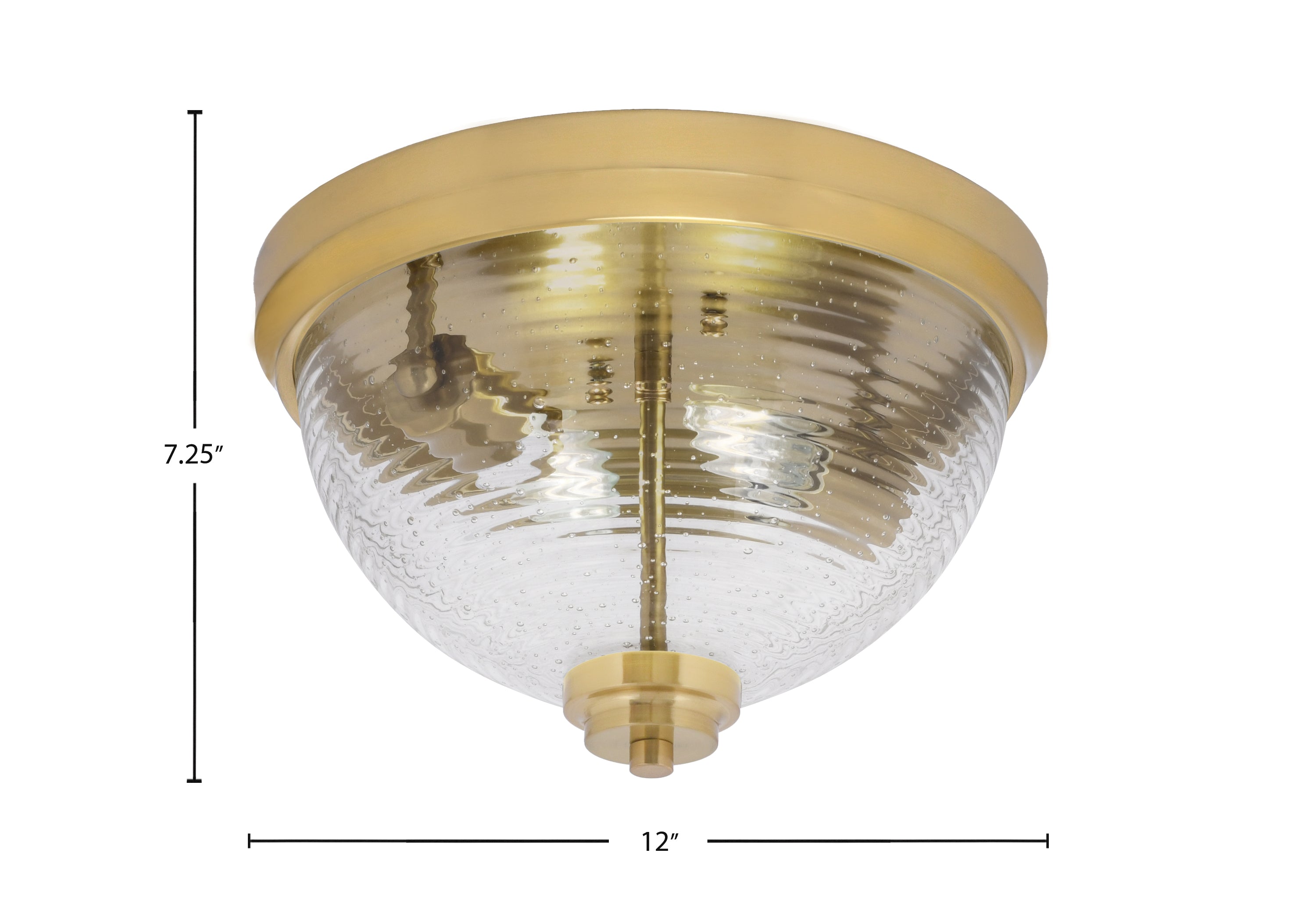 Flush Mounts Two Light Flush Mount in New Age Brass with Ribbed Clear Bubble Shade