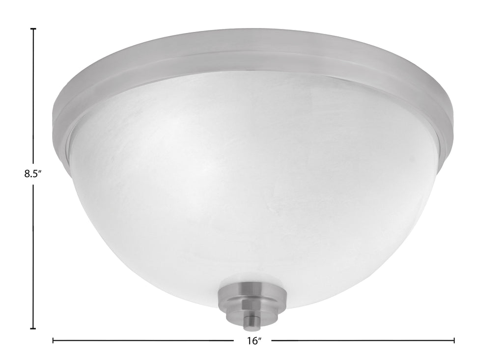 Flush Mounts Three Light Flush Mount in Brushed Nickel with White Marble Shade