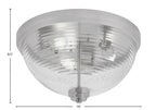 Flush Mounts Three Light Flush Mount in Brushed Nickel with Clear Ribbed Shade