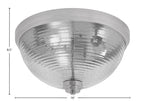 Flush Mounts Three Light Flush Mount in Brushed Nickel with Smoke Ribbed Shade