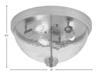 Flush Mounts Three Light Flush Mount in Brushed Nickel with Ribbed Clear Bubble Shade