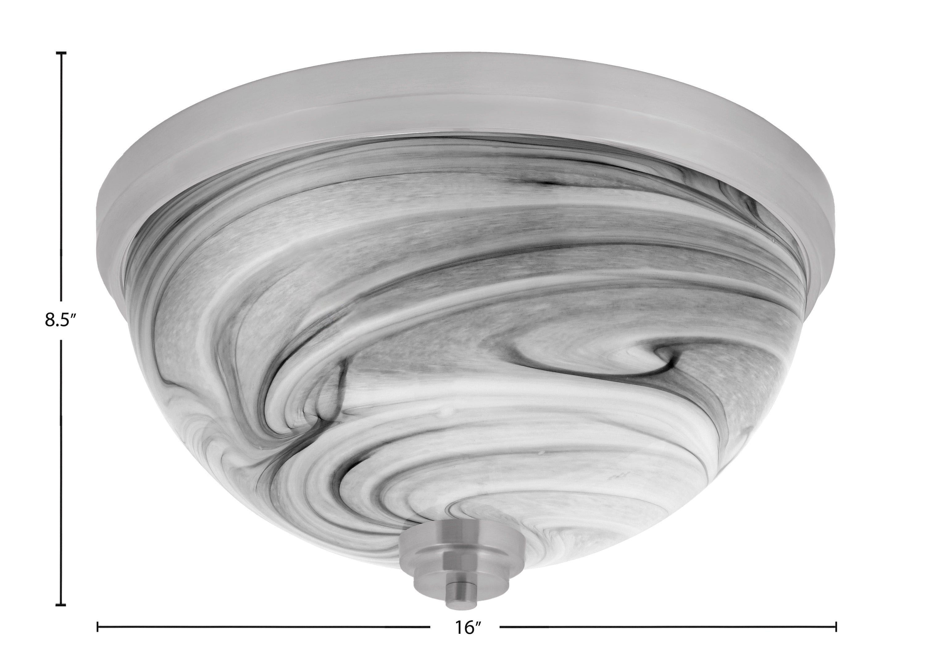 Flush Mounts Three Light Flush Mount in Brushed Nickel with Onyx Swirl Shade