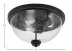 Flush Mounts Three Light Flush Mount in Matte Black with Clear Bubble Shade