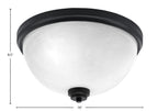 Flush Mounts Three Light Flush Mount in Matte Black with White Marble Shade