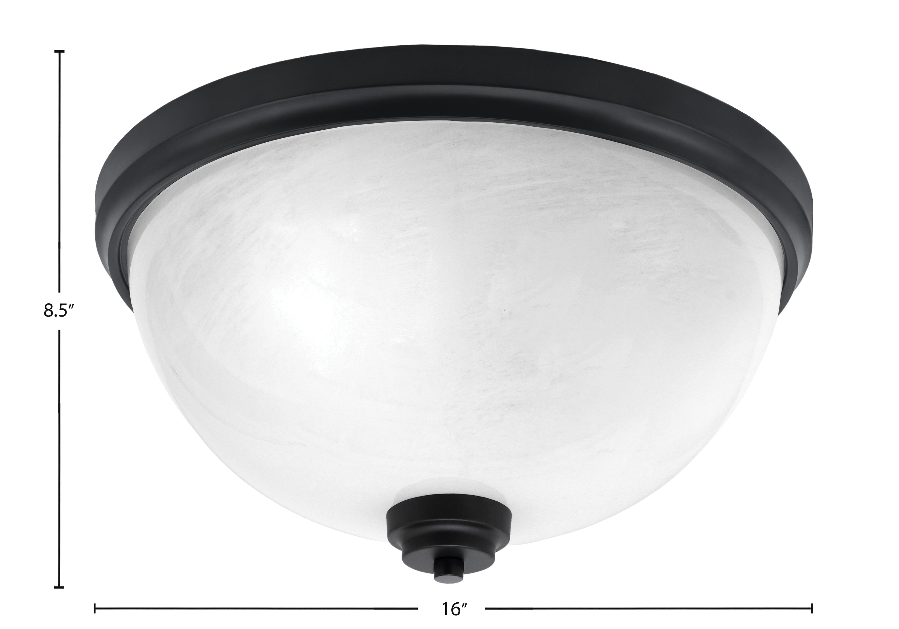 Flush Mounts Three Light Flush Mount in Matte Black with White Marble Shade