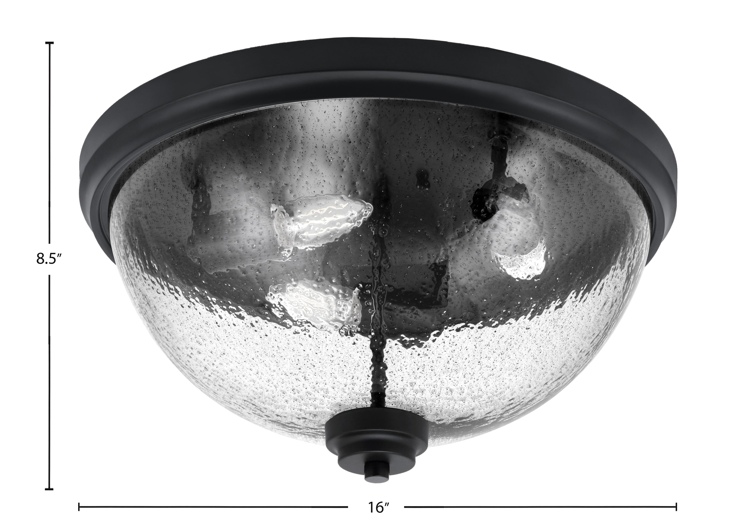 Flush Mounts Three Light Flush Mount in Matte Black with Smoke Bubble Shade