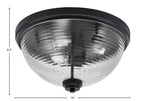 Flush Mounts Three Light Flush Mount in Matte Black with Clear Ribbed Shade