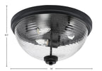 Flush Mounts Three Light Flush Mount in Matte Black with Ribbed Clear Bubble Shade