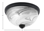 Flush Mounts Three Light Flush Mount in Matte Black with Onyx Swirl Shade