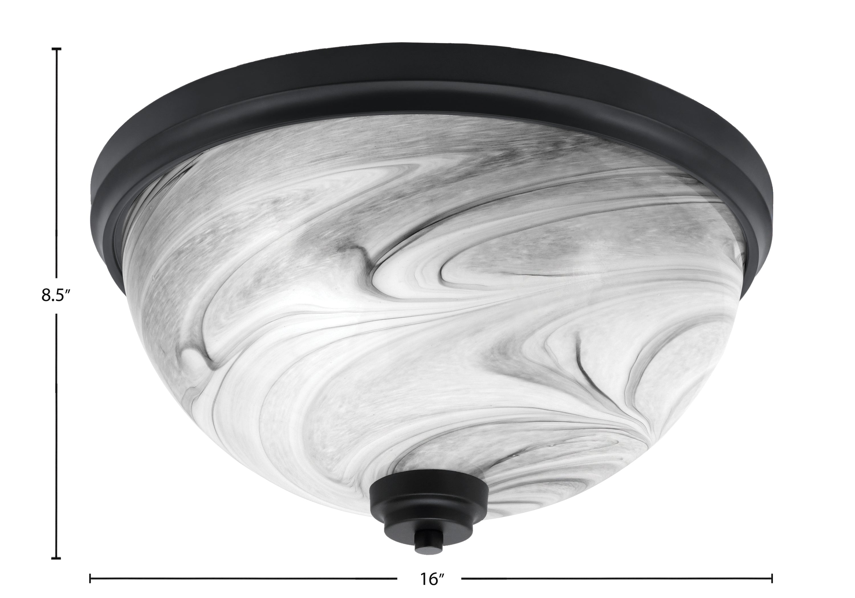 Flush Mounts Three Light Flush Mount in Matte Black with Onyx Swirl Shade