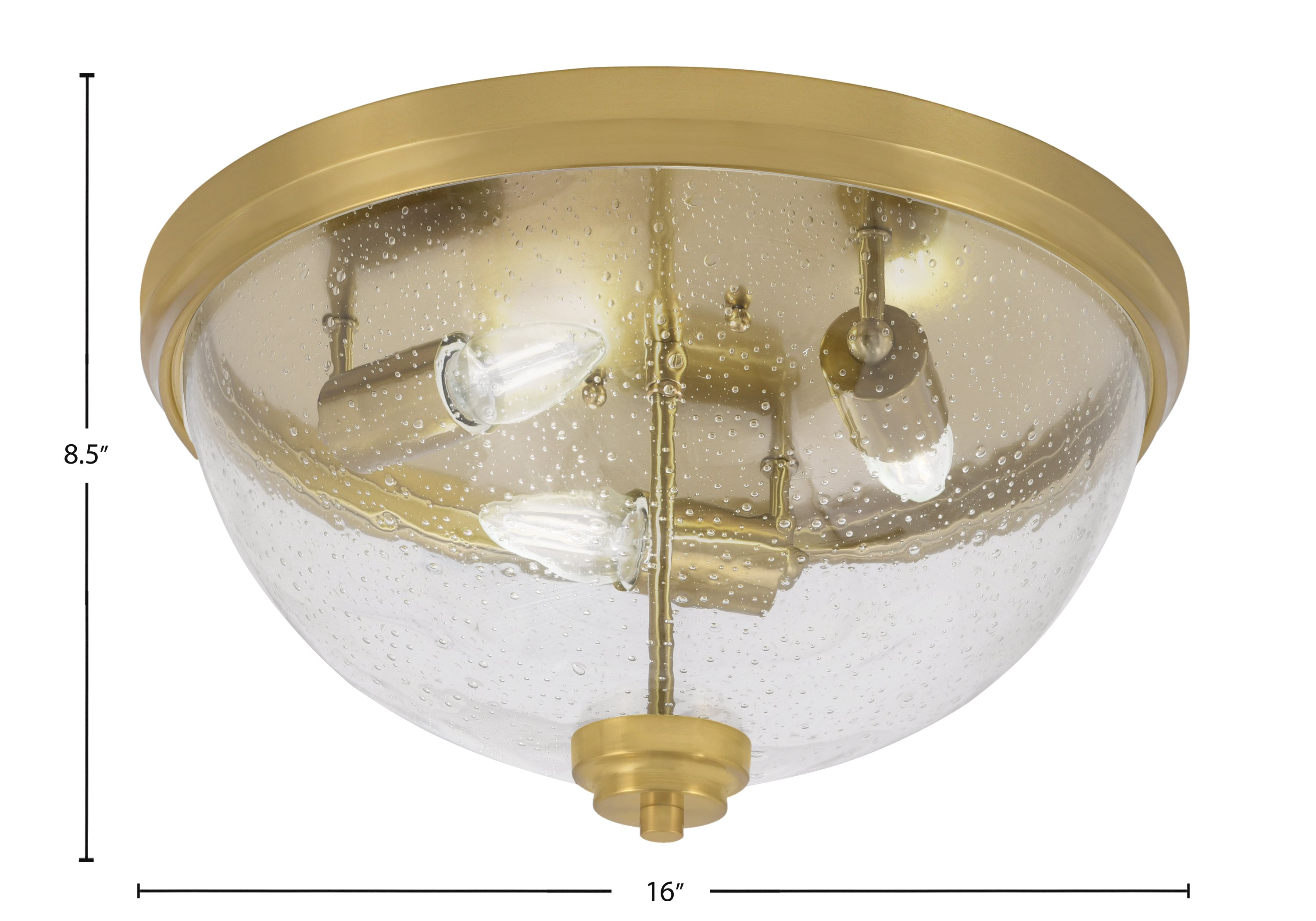 Flush Mounts Three Light Flush Mount in New Age Brass with Clear Bubble Shade