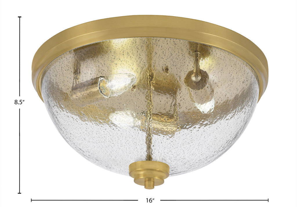 Flush Mounts Three Light Flush Mount in New Age Brass with Smoke Bubble Shade