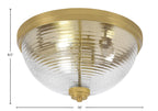 Flush Mounts Three Light Flush Mount in New Age Brass with Smoke Ribbed Shade
