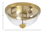 Flush Mounts Three Light Flush Mount in New Age Brass with Ribbed Clear Bubble Shade