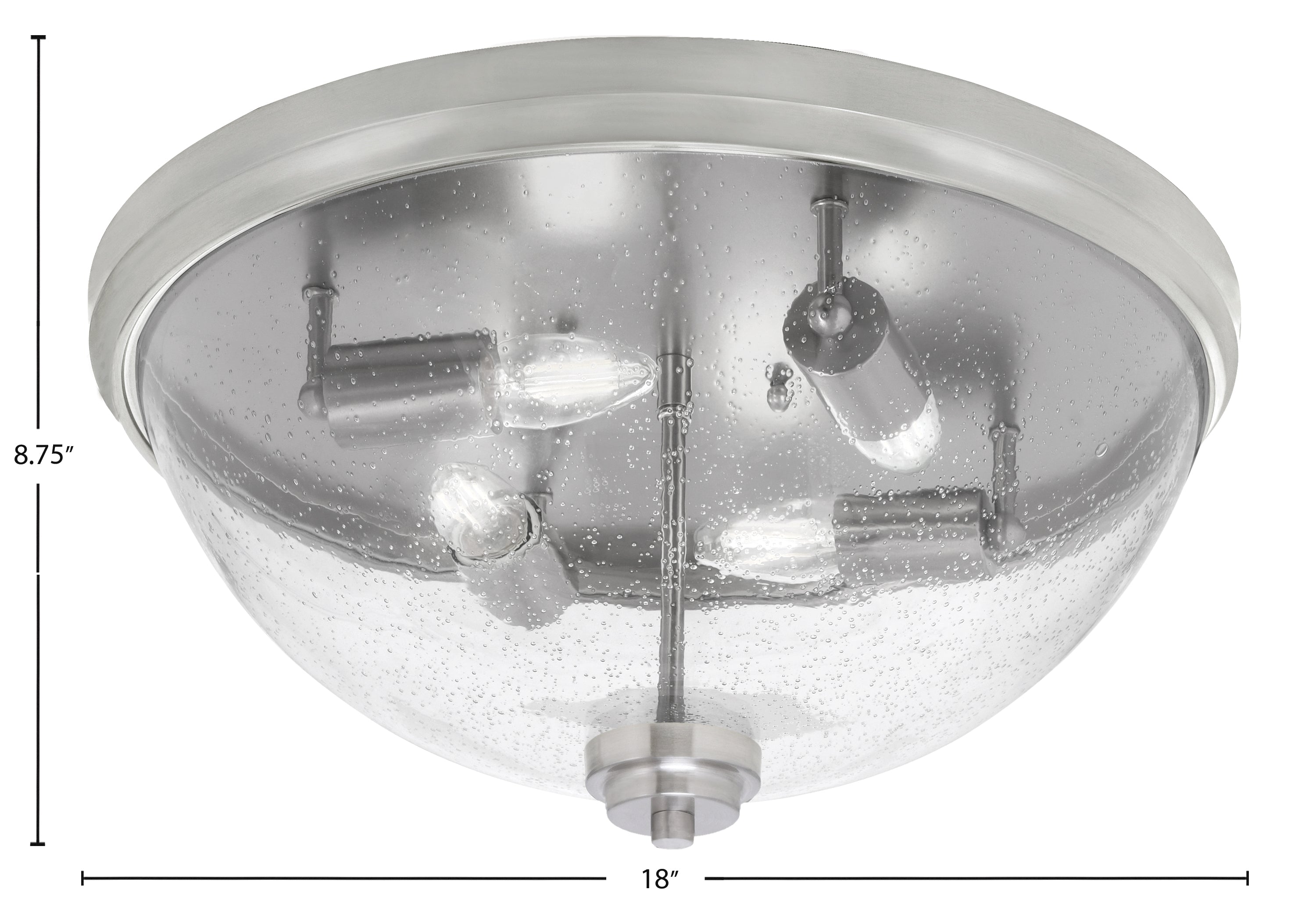 Flush Mounts Four Light Flush Mount in Brushed Nickel with Clear Bubble Shade