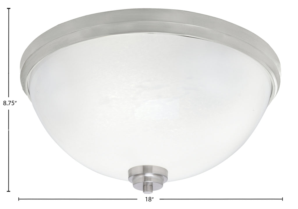Flush Mounts Four Light Flush Mount in Brushed Nickel with White Marble Shade