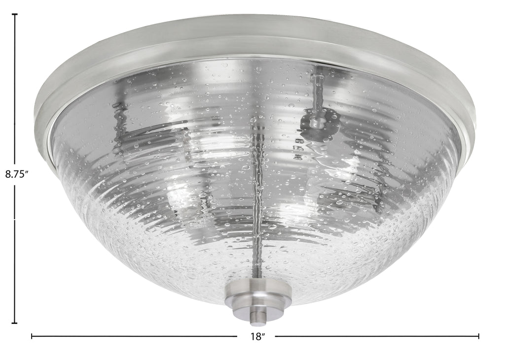 Flush Mounts Four Light Flush Mount in Brushed Nickel with Ribbed Clear Bubble Shade