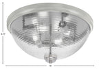 Flush Mounts Four Light Flush Mount in Brushed Nickel with Ribbed Clear Bubble Shade