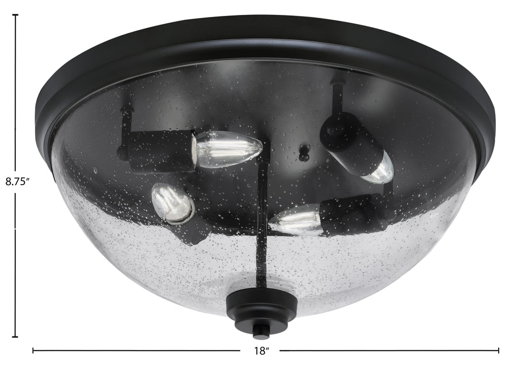 Flush Mounts Four Light Flush Mount in Matte Black with Clear Bubble Shade
