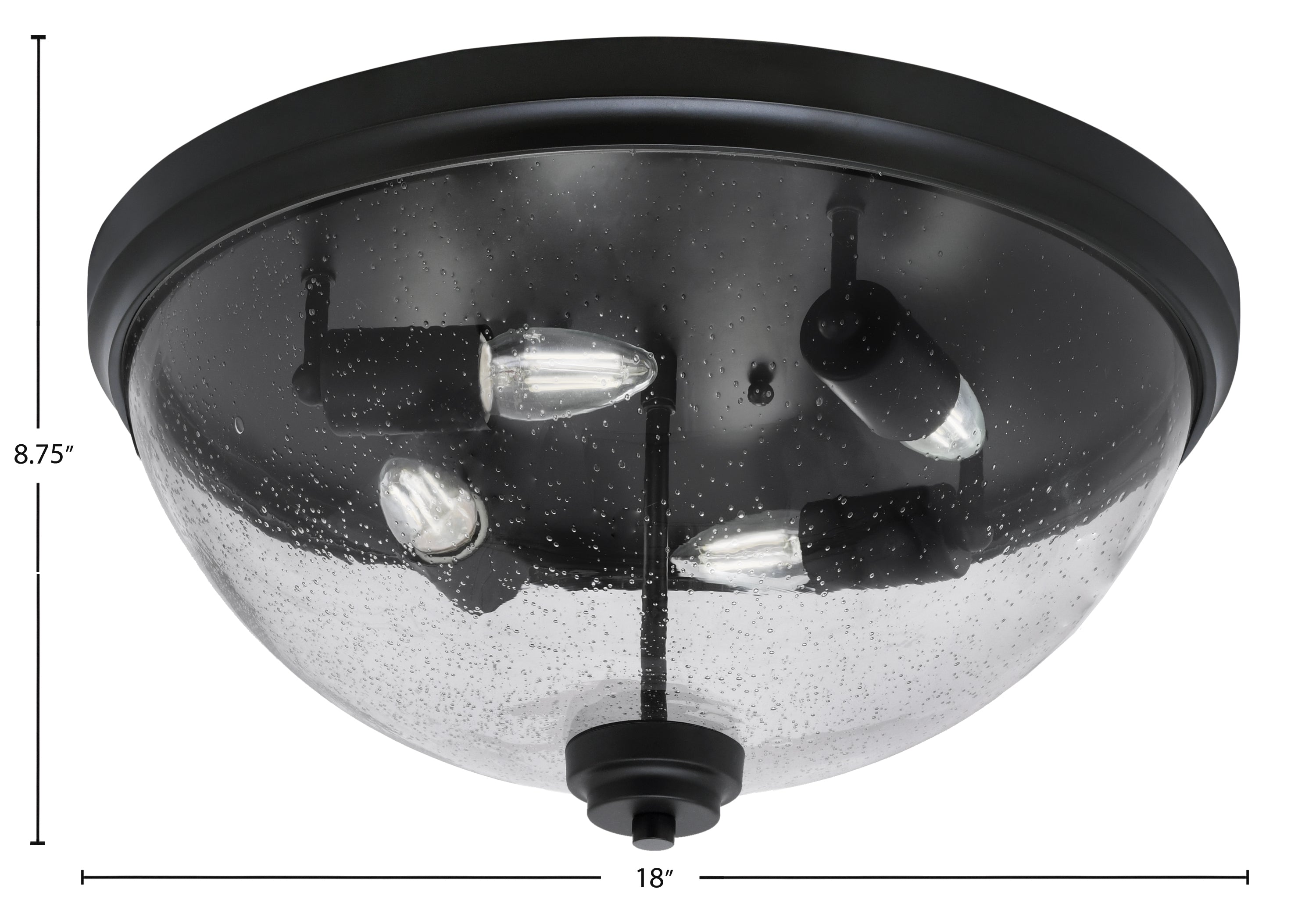 Flush Mounts Four Light Flush Mount in Matte Black with Clear Bubble Shade