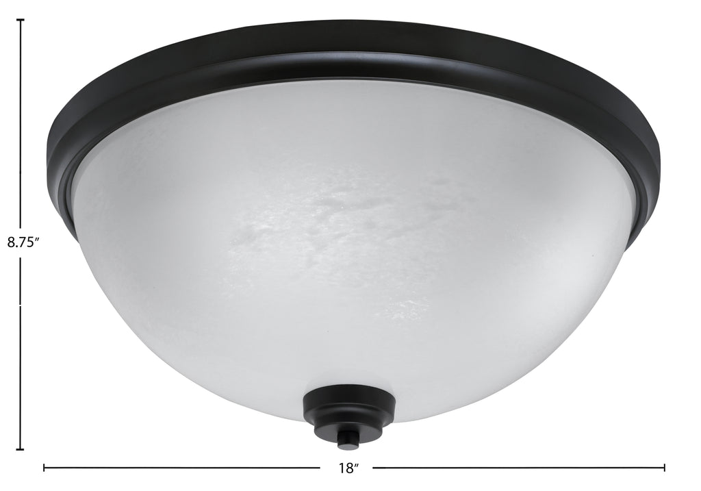 Flush Mounts Four Light Flush Mount in Matte Black with White Marble Shade