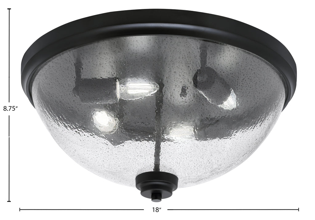 Flush Mounts Four Light Flush Mount in Matte Black with Smoke Bubble Shade