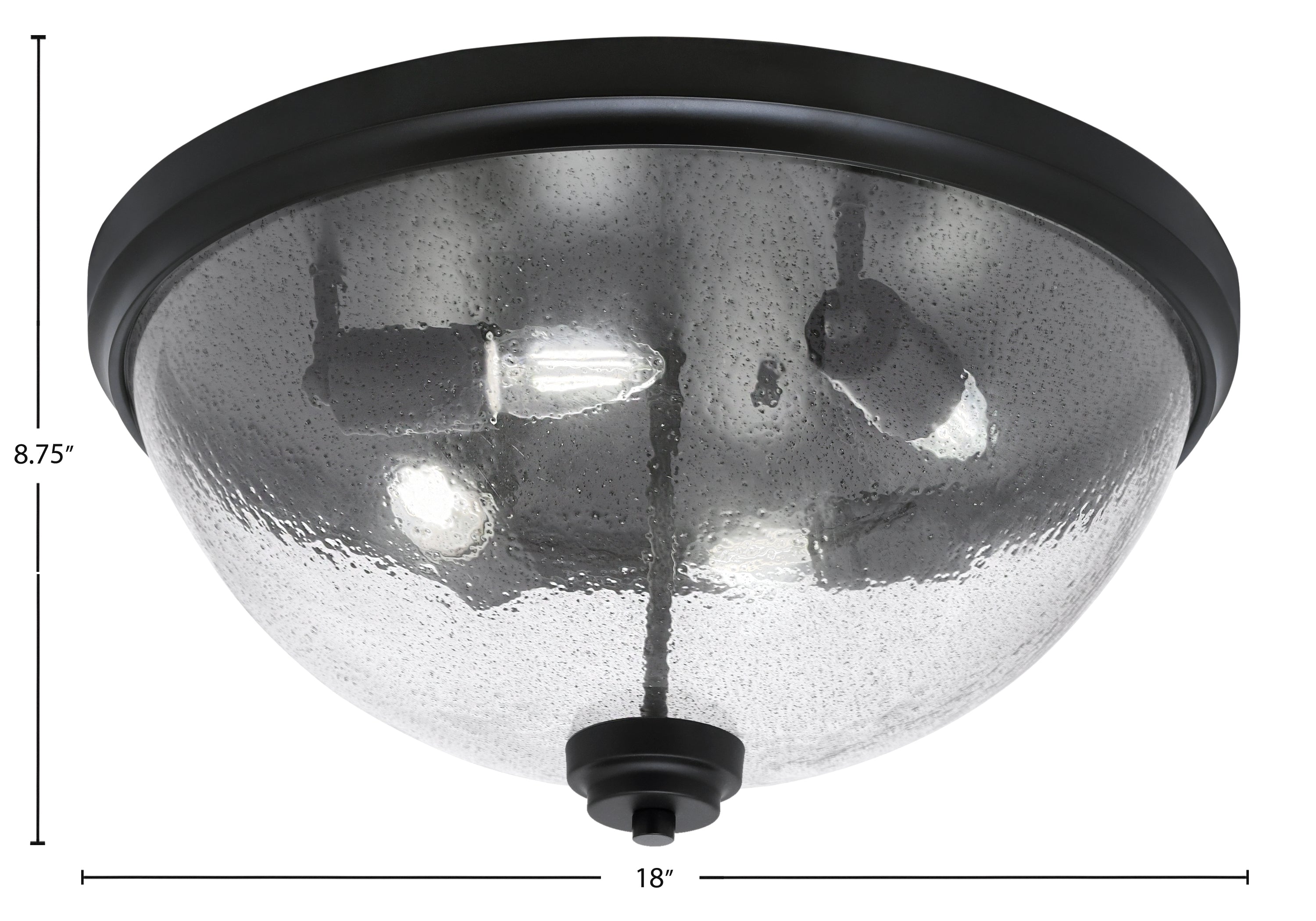 Flush Mounts Four Light Flush Mount in Matte Black with Smoke Bubble Shade