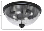 Flush Mounts Four Light Flush Mount in Matte Black with Clear Ribbed Shade