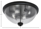 Flush Mounts Four Light Flush Mount in Matte Black with Smoke Ribbed Shade