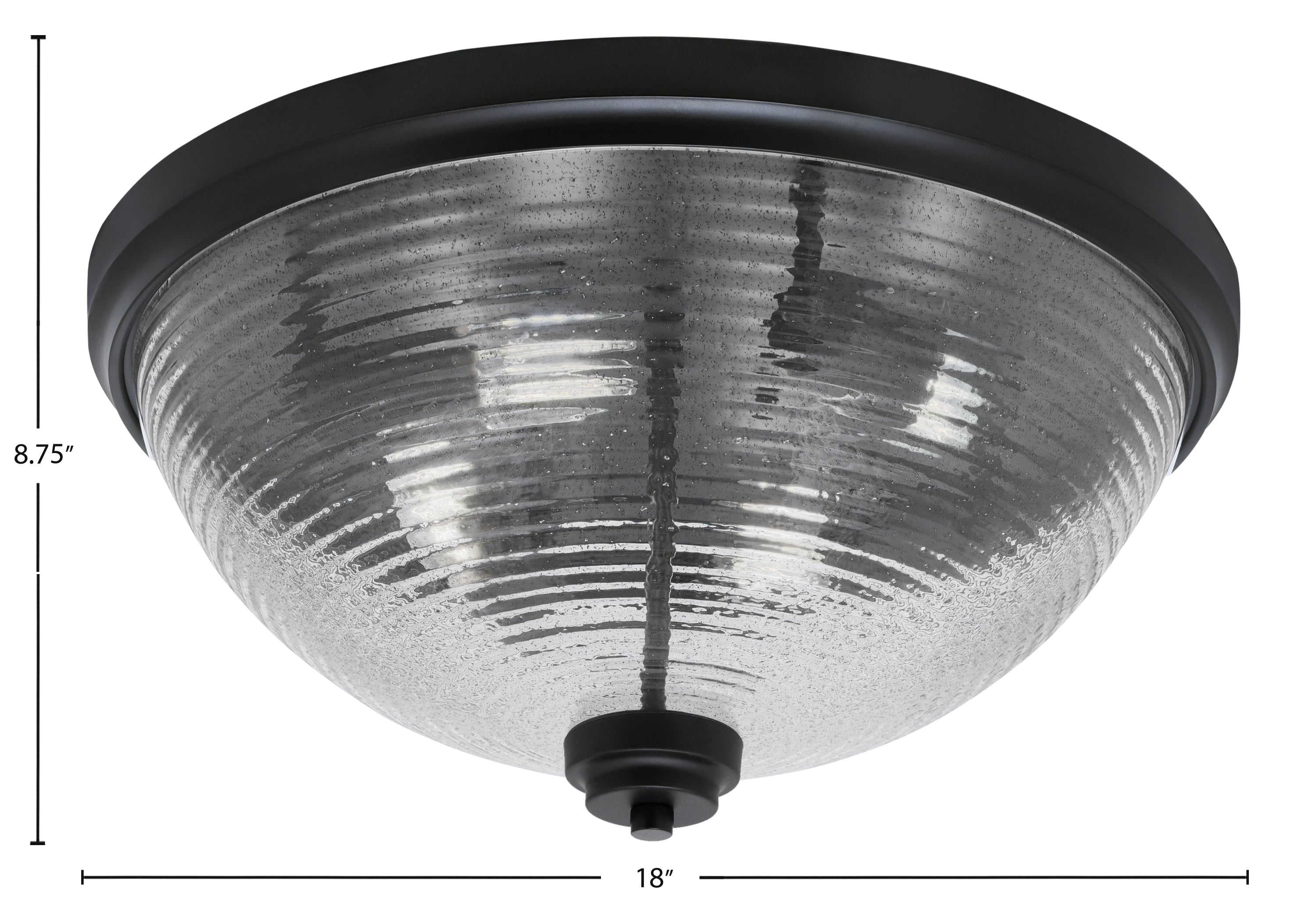Flush Mounts Four Light Flush Mount in Matte Black with Smoke Ribbed Shade
