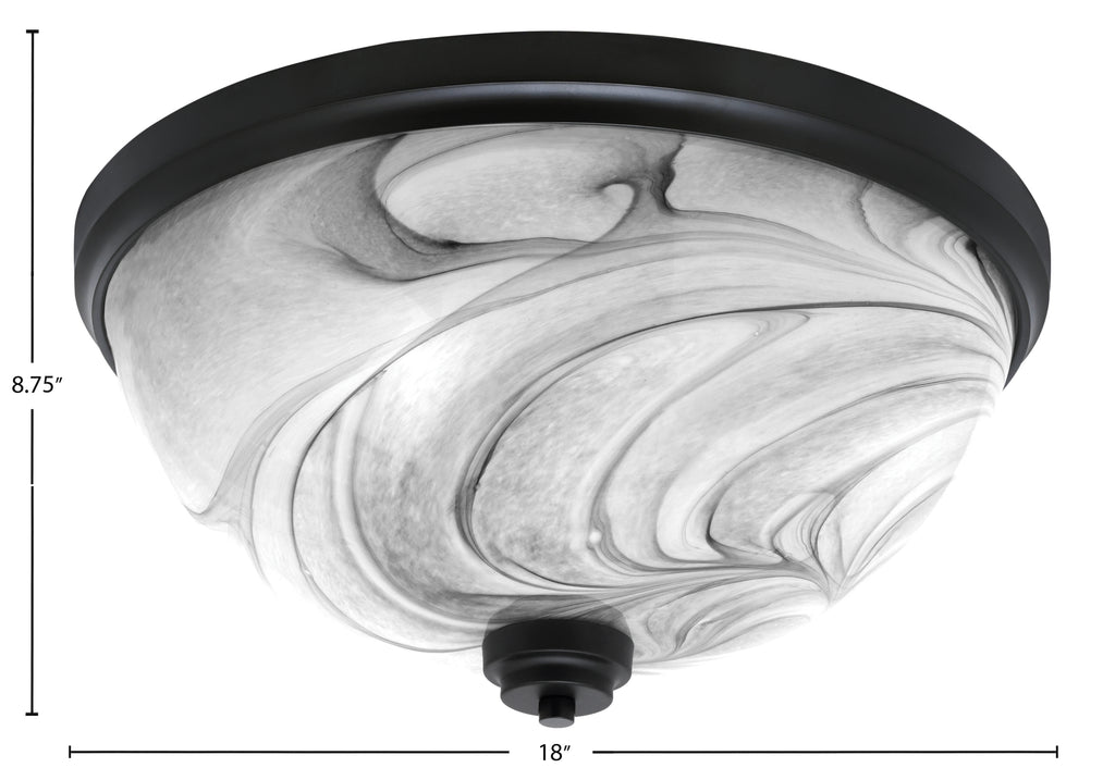 Flush Mounts Four Light Flush Mount in Matte Black with Onyx Swirl Shade