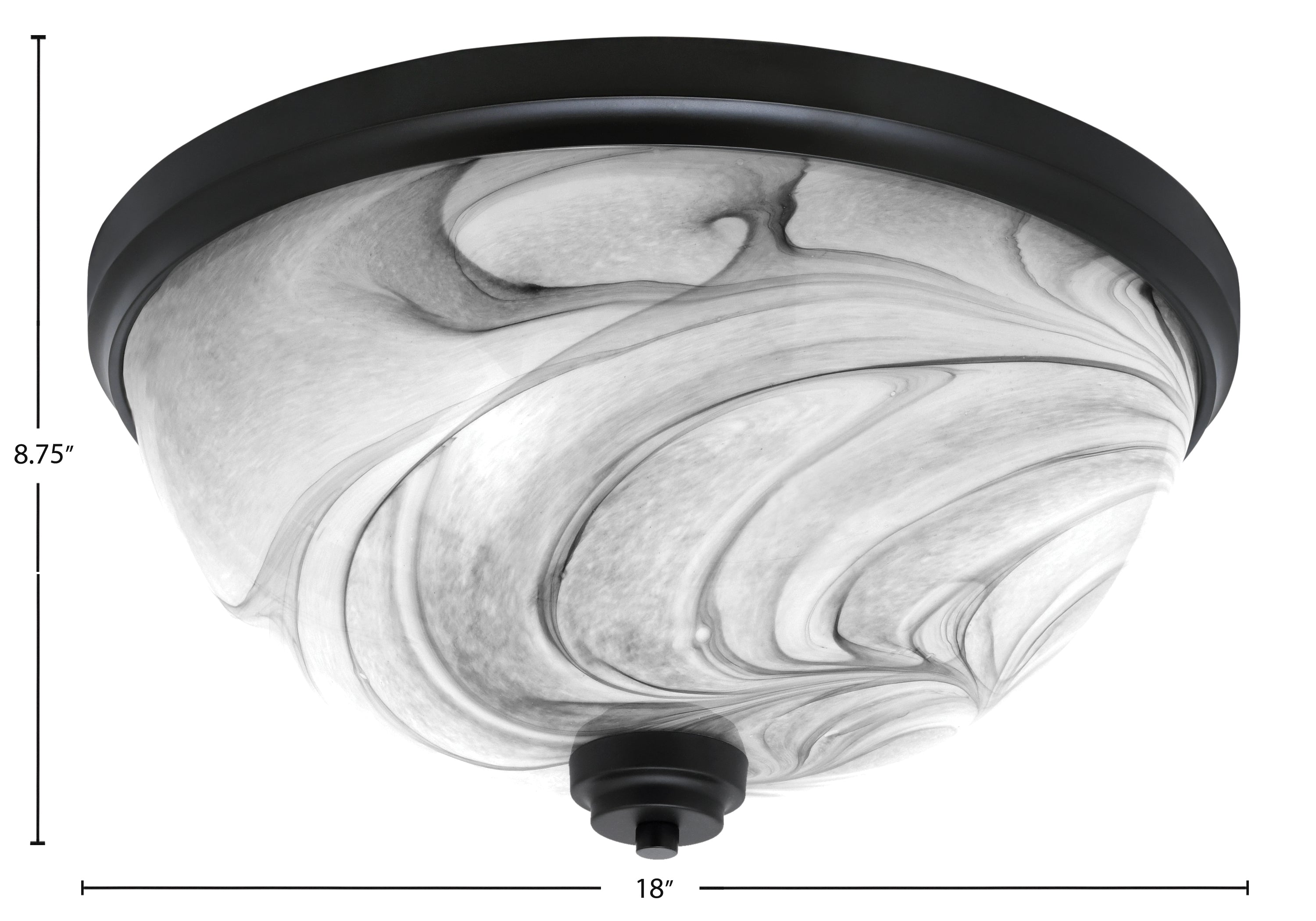 Flush Mounts Four Light Flush Mount in Matte Black with Onyx Swirl Shade